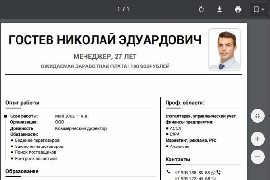 My resume ru mf453033