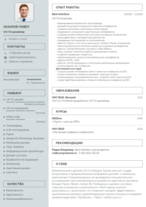 пример резюме ux ui дизайнера