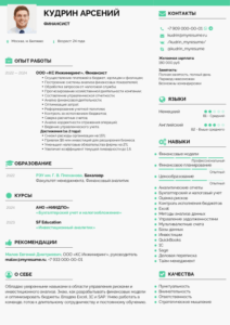 резюме финансиста образец