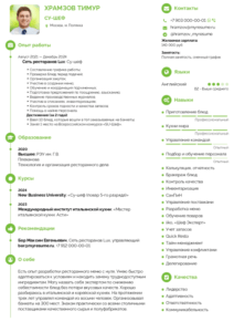 резюме су шеф образец