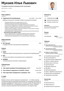 резюме на госслужбу образец