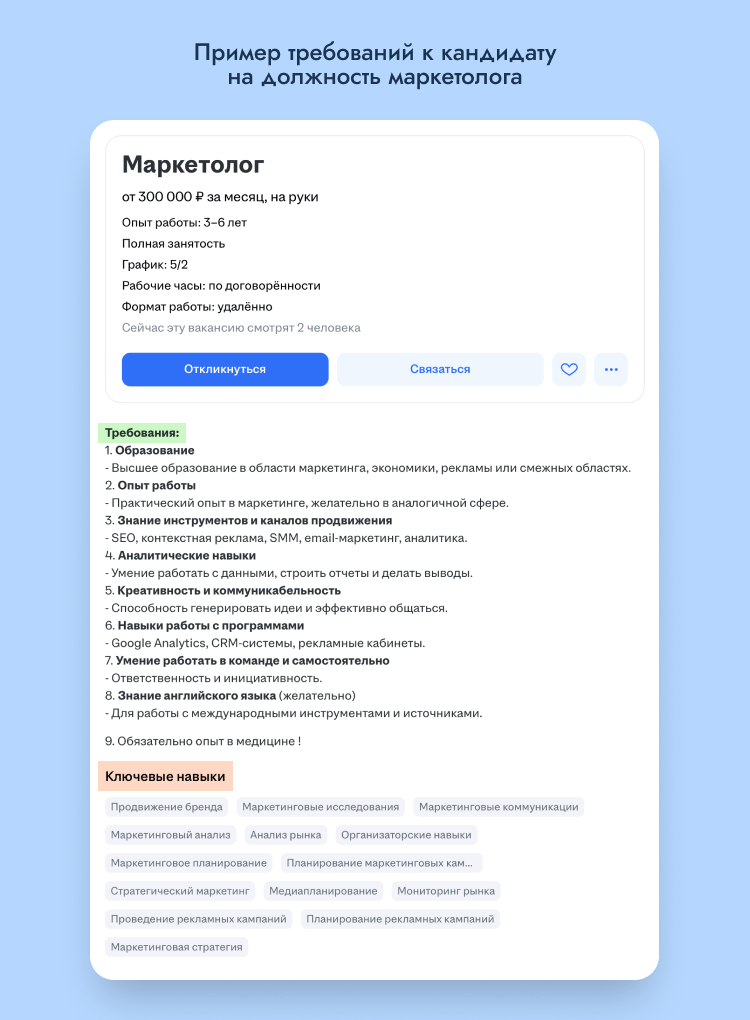 навыки маркетолога для резюме