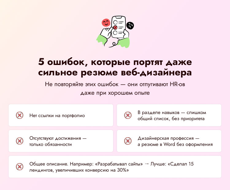 5 ошибок, которые портят даже сильное резюме веб-дизайнера