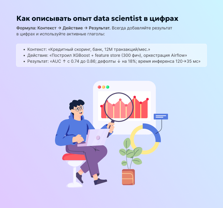 Как описывать опыт data scientist в цифрах