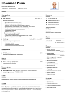 резюме интернет-маркетолог