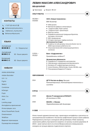 резюме веб-дизайнер