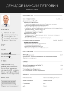 резюме руководителя ит отдела пример